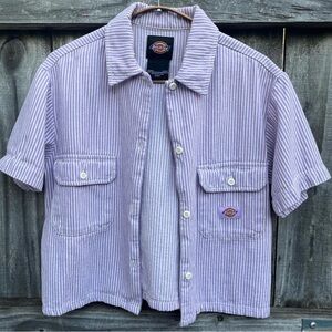 NWOT Dickies short sleeve work shirt in hickory stripe lavender and white
